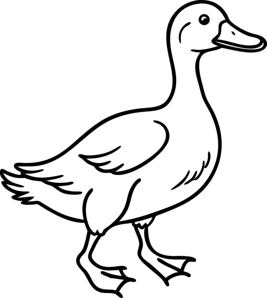 Cute Cartoon Duck Line Art Illustration for Kids and Educational Materials vector