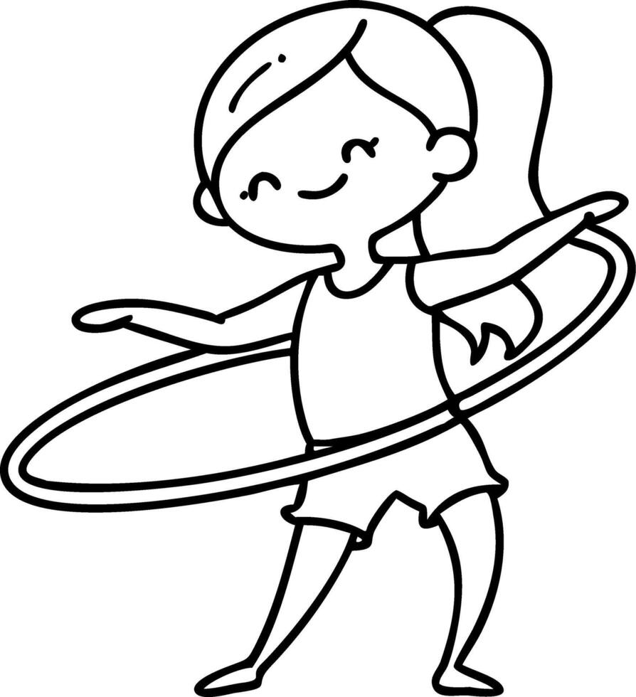 Cute Girl Cartoon Playing with Hula Hoop for Childrens Activity Illustration vector