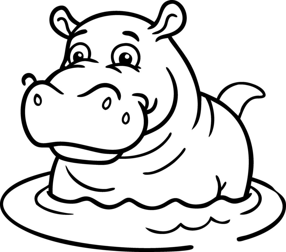 Cute Hippo Cartoon Illustration for Kids and Educational Materials vector