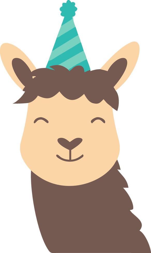 Cute Llama with Party Hat Smiling Illustration for Celebrations vector