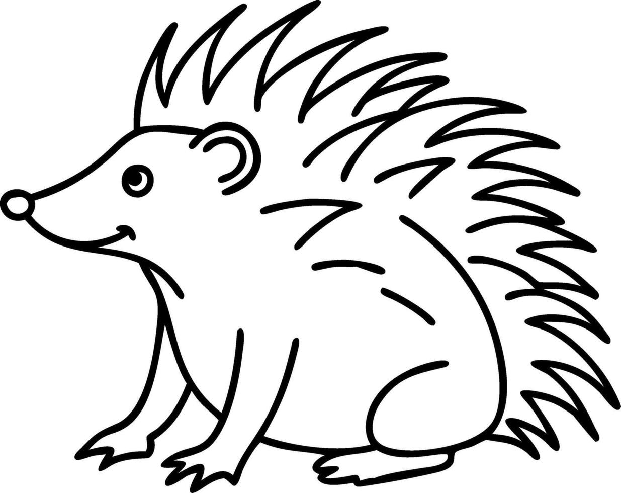 Cute Porcupine Outline Illustration for Children's Books and Educational Materials vector