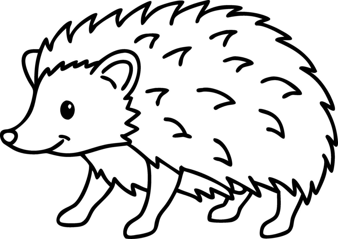 Cute Smiling Hedgehog Outline Illustration for Kids and Nature Themes vector