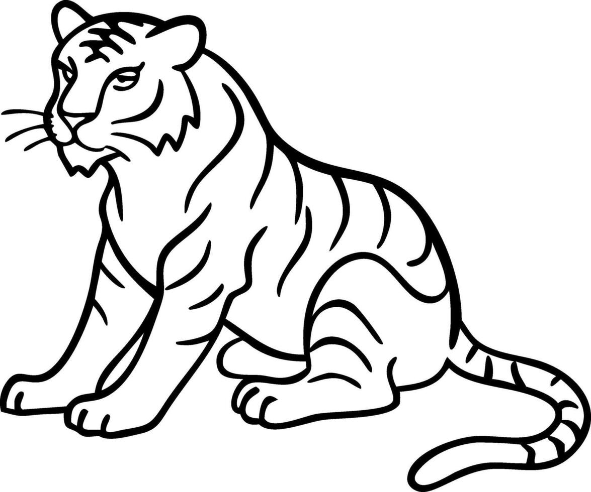 Elegant Tiger Line Art Illustration for Wildlife Themed Designs vector