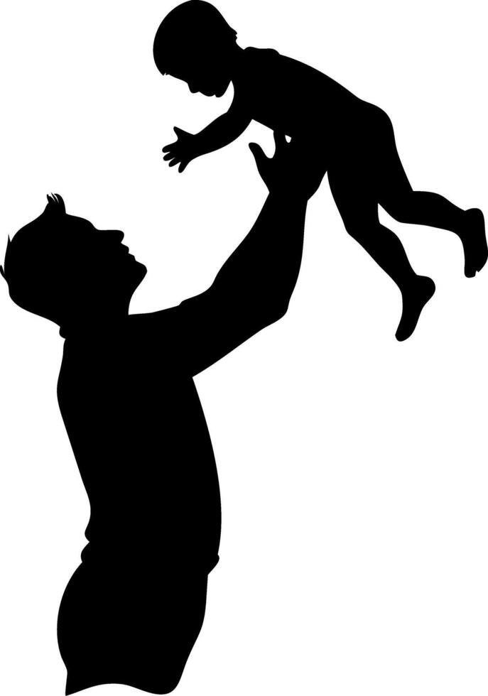 Father Lifting Child Silhouette Joyful Family Bonding Illustration vector
