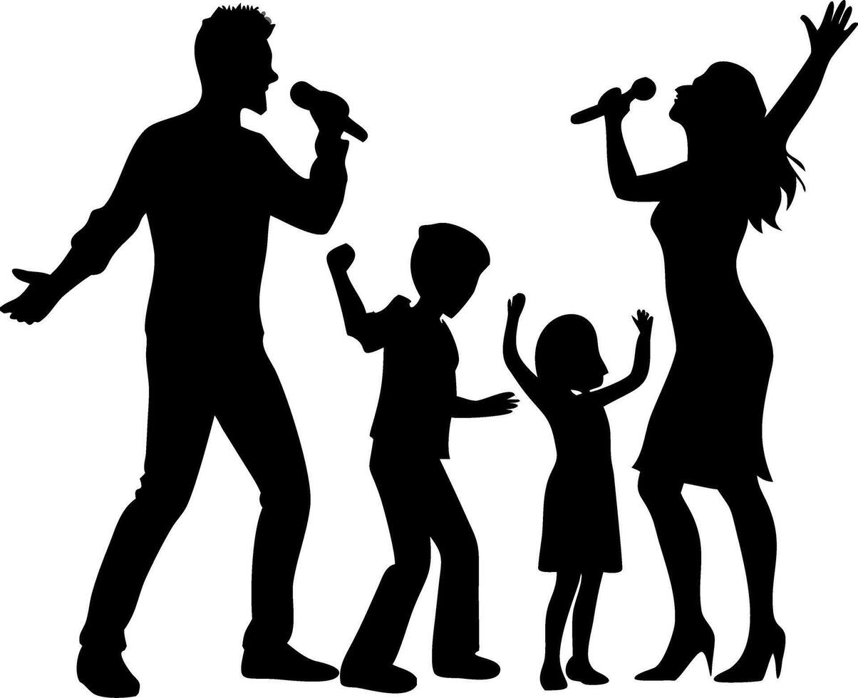 Family Singing Silhouette Illustration for Music Celebration and Events vector