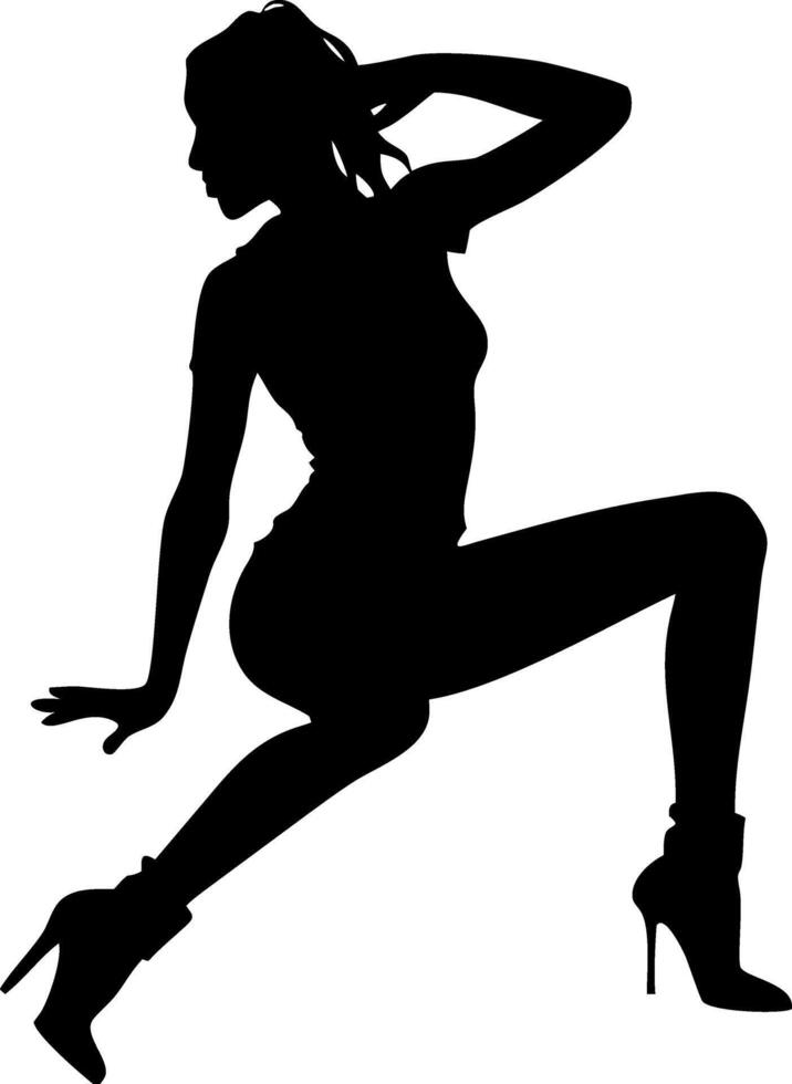 Female Silhouette Dancing in High Heels Art Pose vector