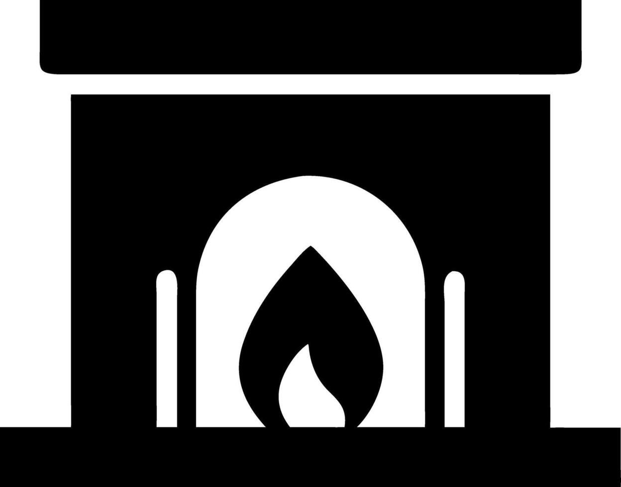 Fireplace Black Silhouette Home Decor Heating Symbol vector