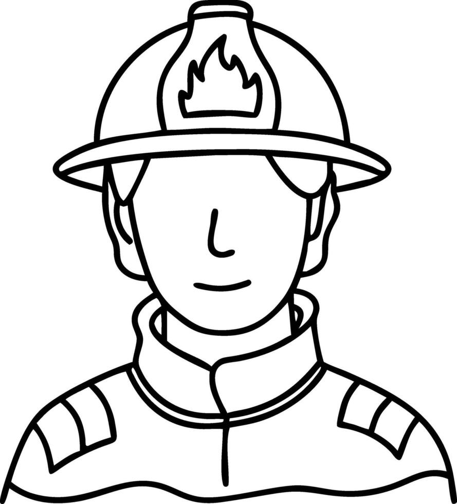 Firefighter Helmet Line Art Illustration for Safety and Emergency Services vector