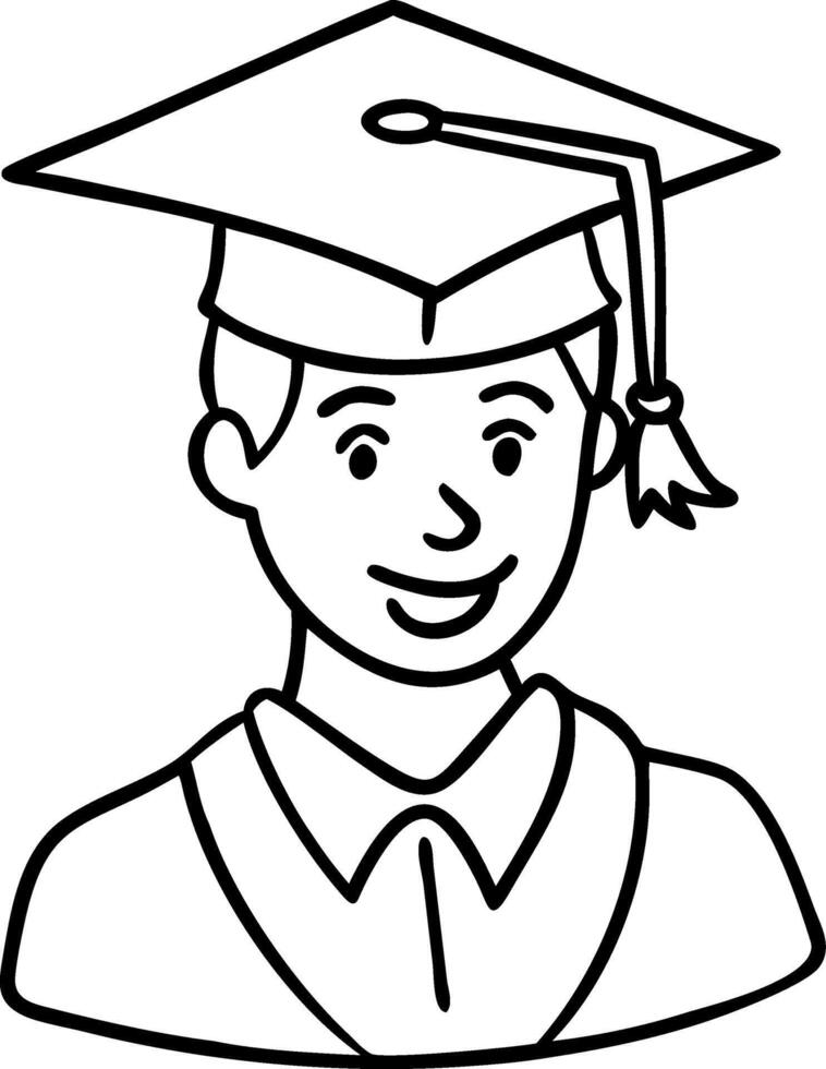 Graduation Cap and Gown Illustration of Smiling Graduate Student vector