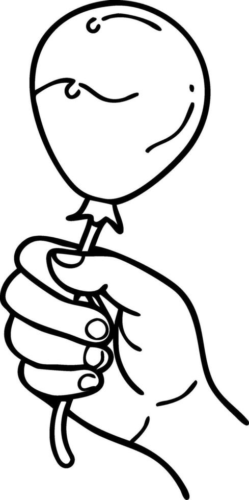 Hand Holding Balloon Simple Line Drawing for Celebrations and Events vector