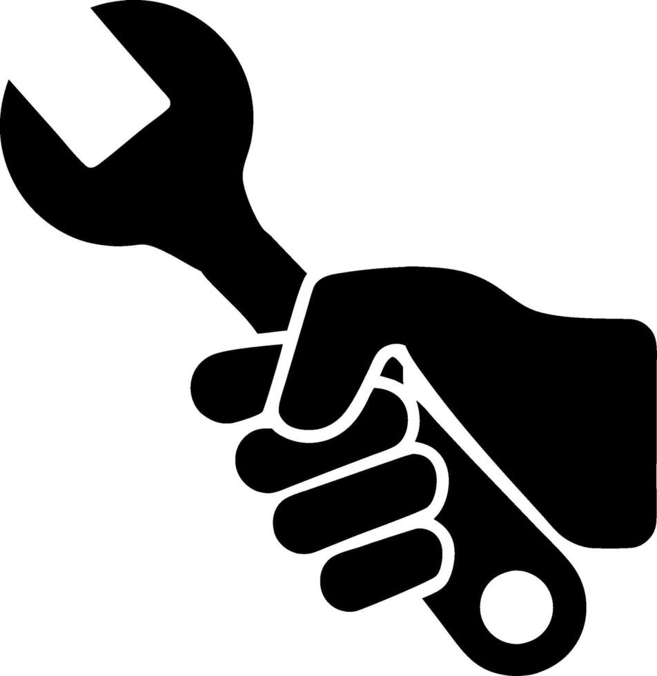 Hand Holding Wrench Symbol for Repair and Maintenance Concepts vector