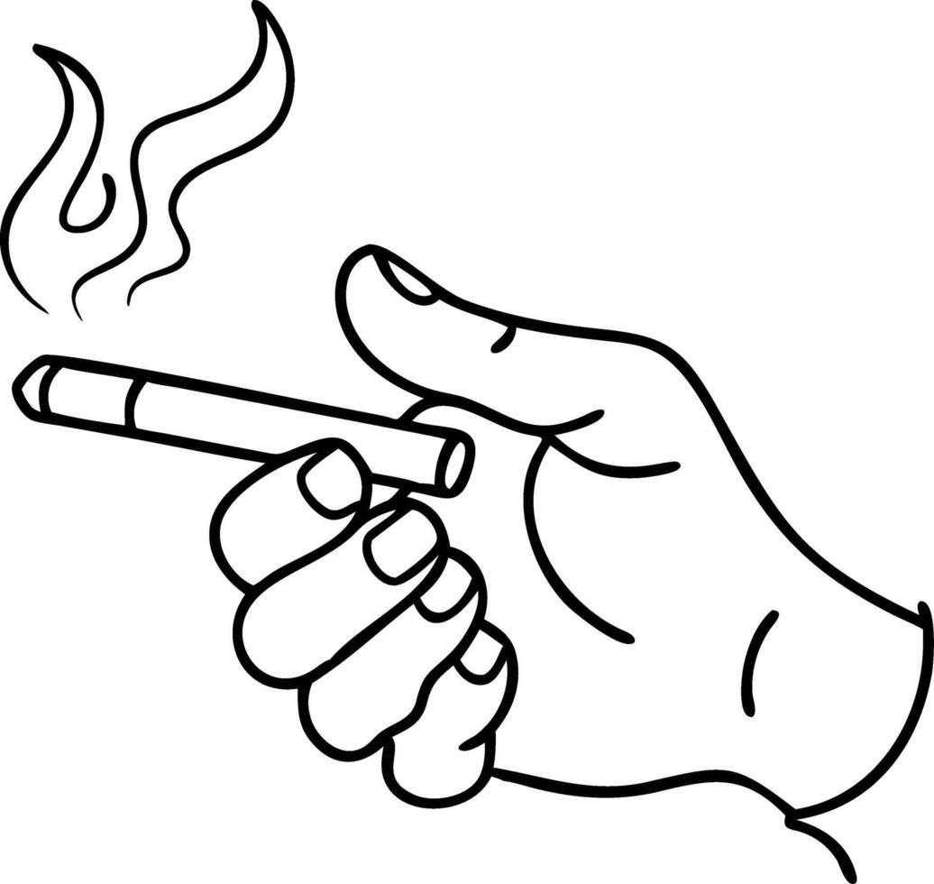 Hand Holding Smoking Cigarette Illustration for Health and Lifestyle Concepts vector