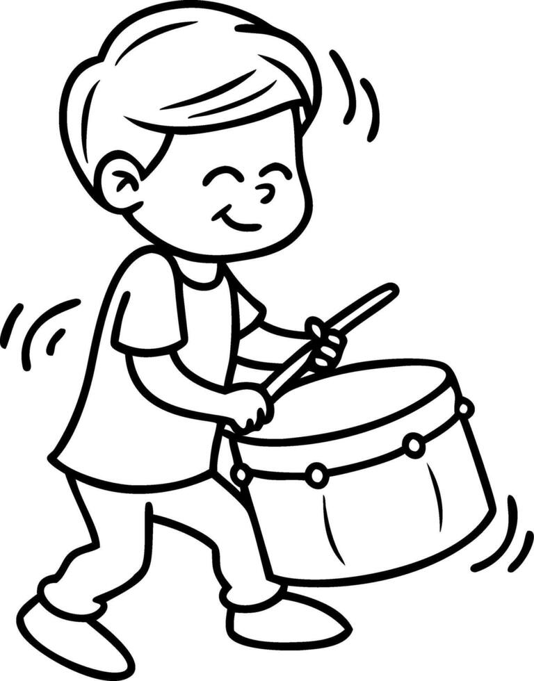 Happy Child Playing Drums Illustration for Music Education vector