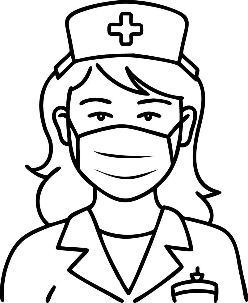 Healthcare Professional Wearing Mask Illustration for Medical Use vector