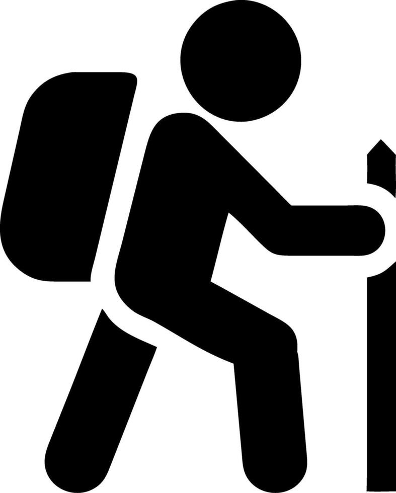Hiking Silhouette with Backpack and Walking Stick for Outdoor Adventure vector