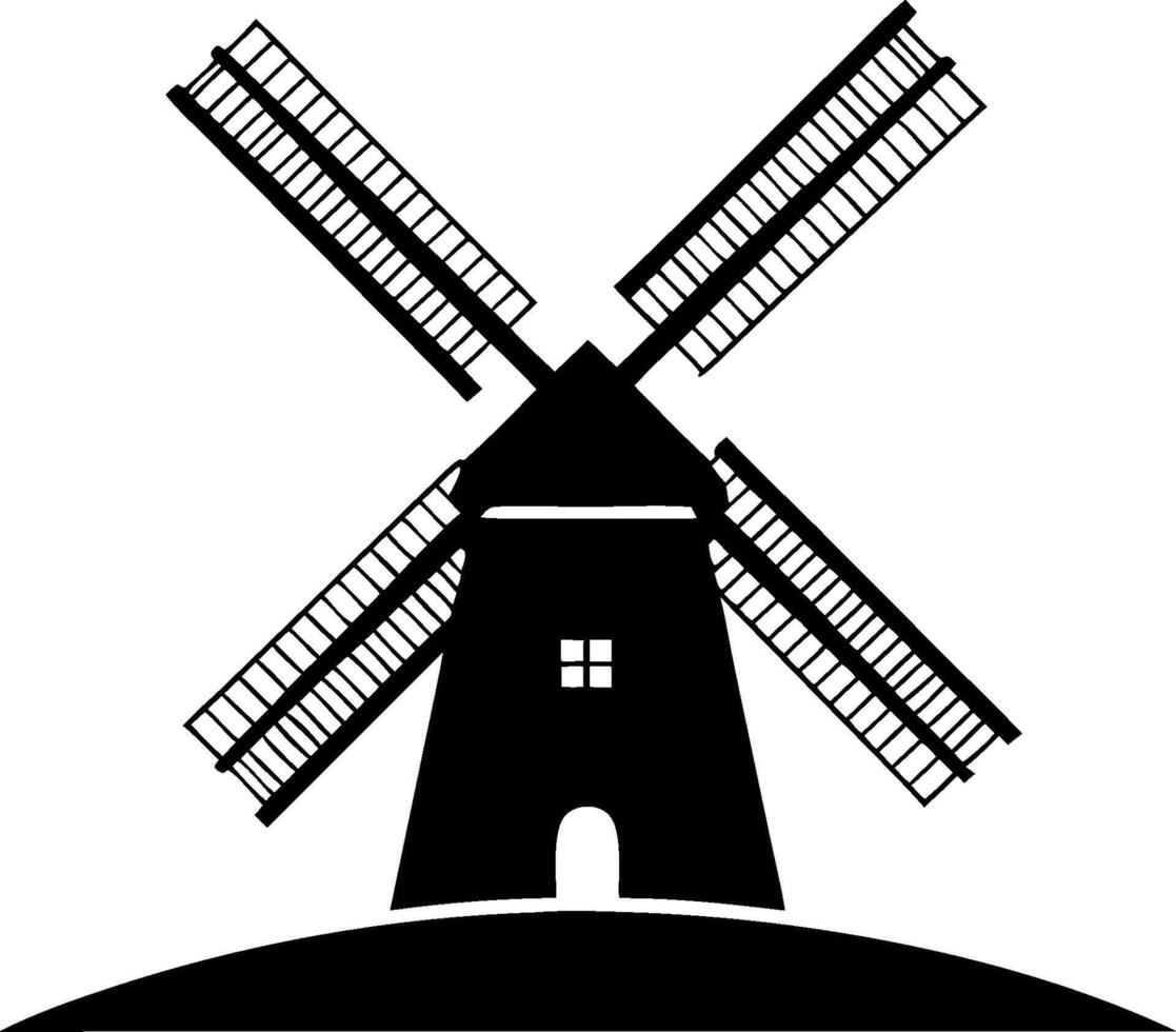 Dutch Windmill Illustration for Renewable Energy and Traditional Architecture vector