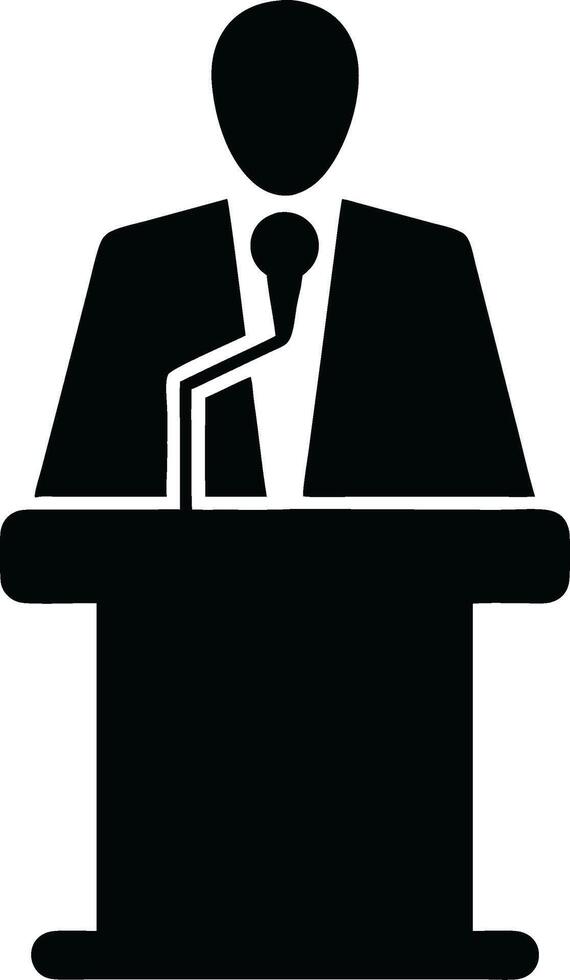 Illustrated Speaker at Podium Silhouette for Public Speaking Events vector