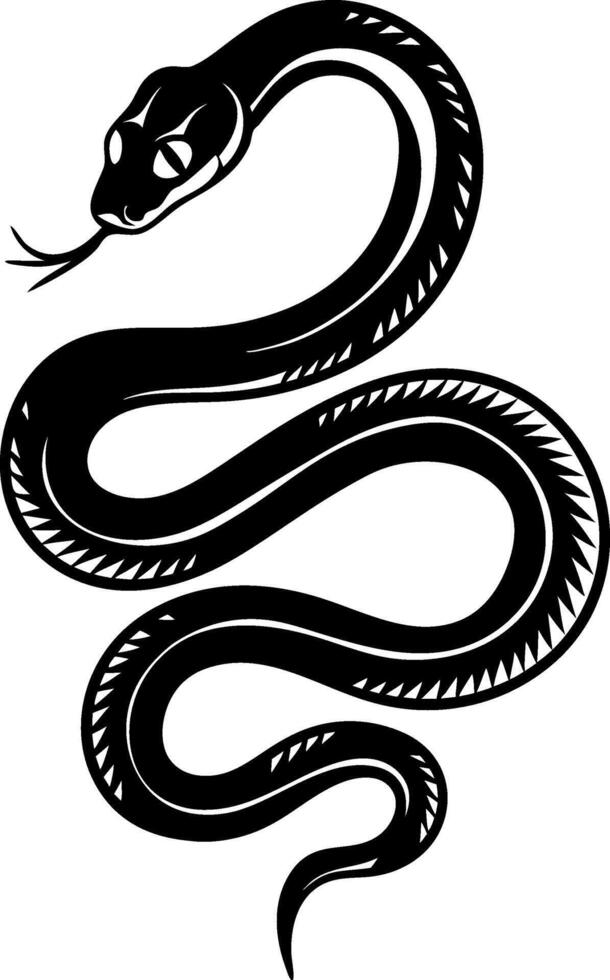 Intricate Black Snake Illustration for Tattoo Designs and Symbolism Art vector