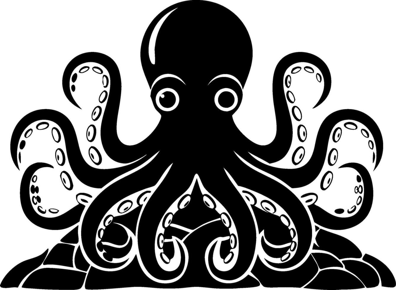 Intricate Octopus Silhouette Art for Nautical and Marine Themes vector