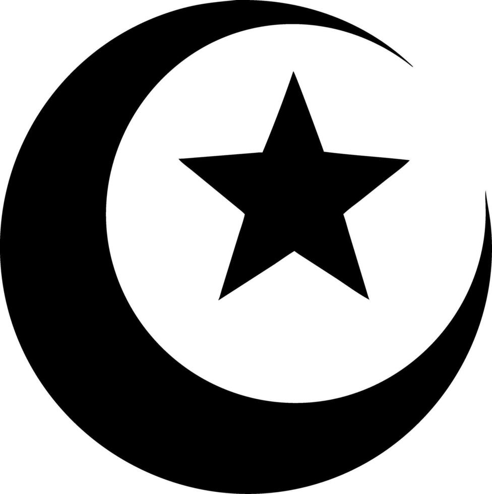 Islamic Crescent Moon and Star Symbol Islam Religion Representation vector
