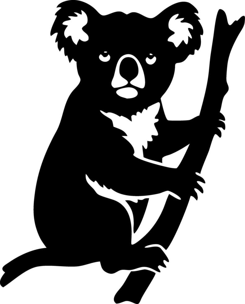 Koala Silhouette Art Climbing Tree Design for Nature and Wildlife Themes vector