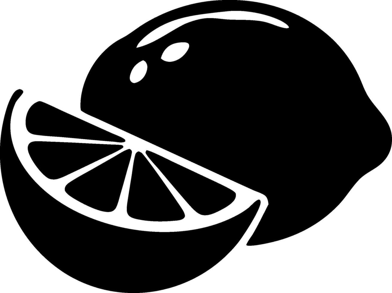 Lemon Silhouette Black Illustration of Whole and Sliced Citrus Fruit vector