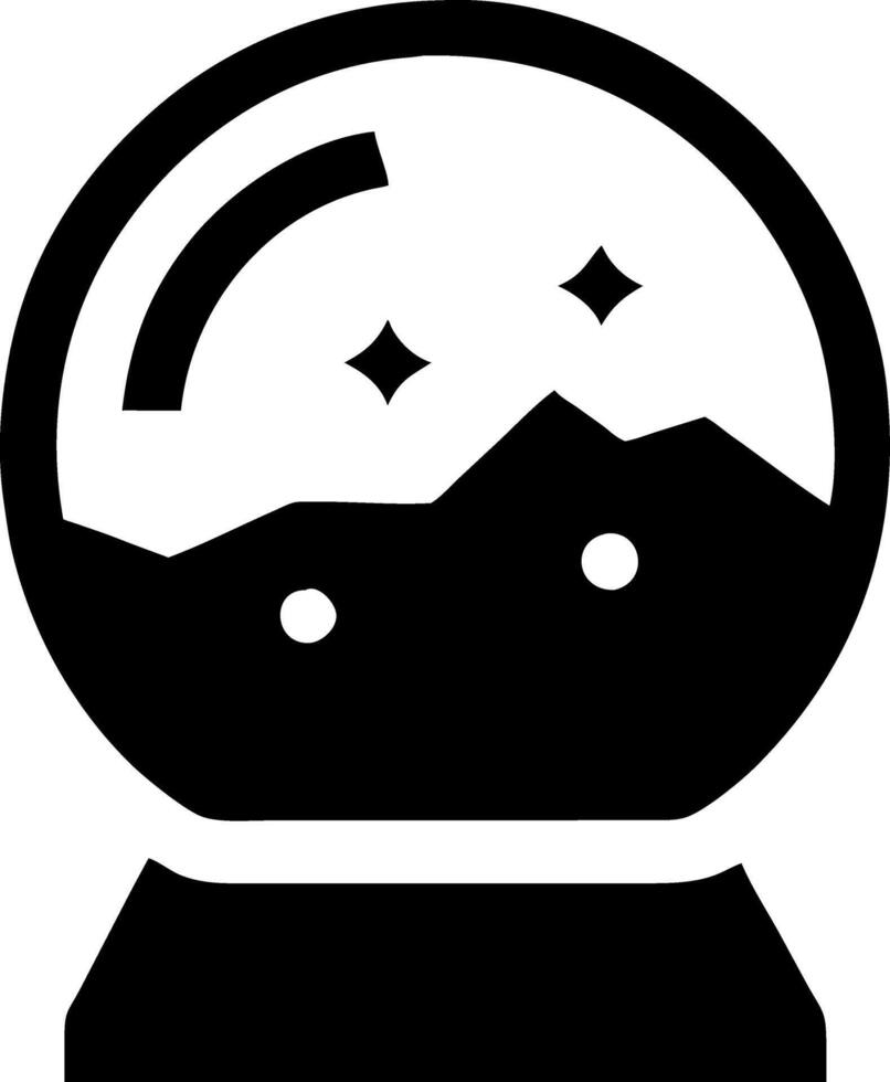 Magic Snow Globe Winter Landscape with Sparkling Stars and Mountain Scene vector