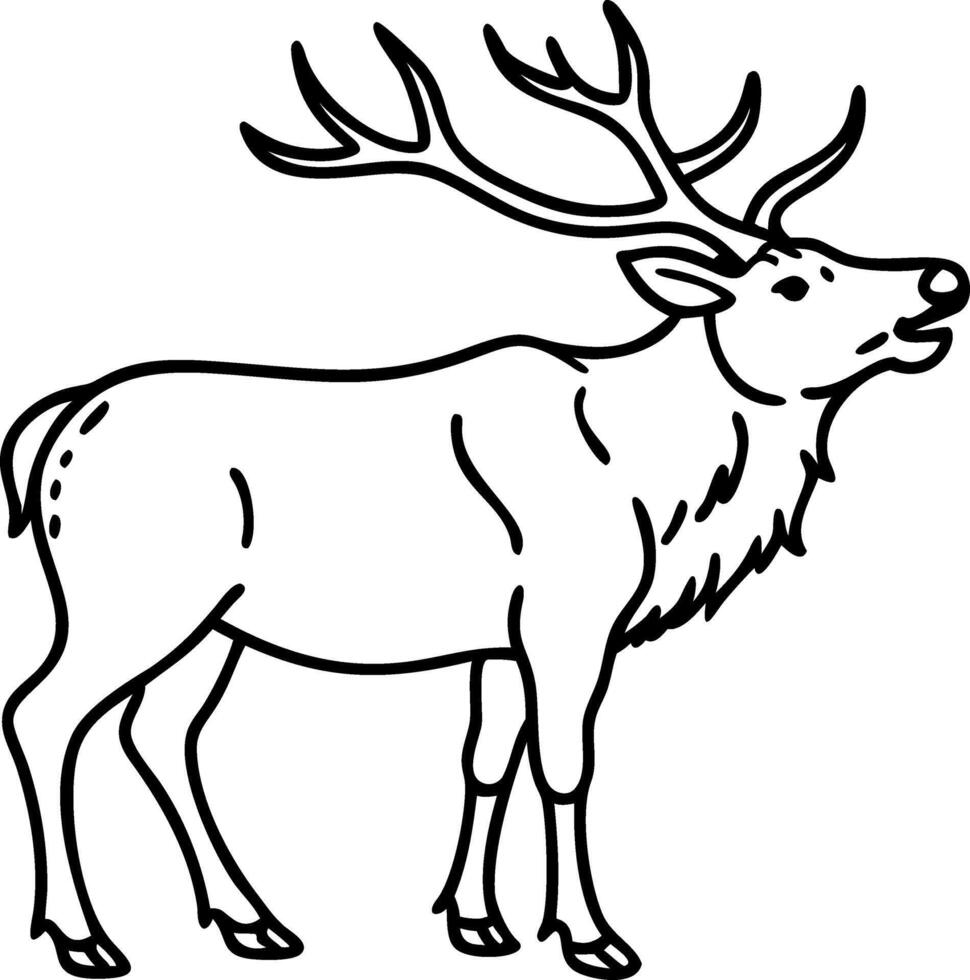 Majestic Elk Outline Silhouette Illustration for Wildlife Art and Design vector