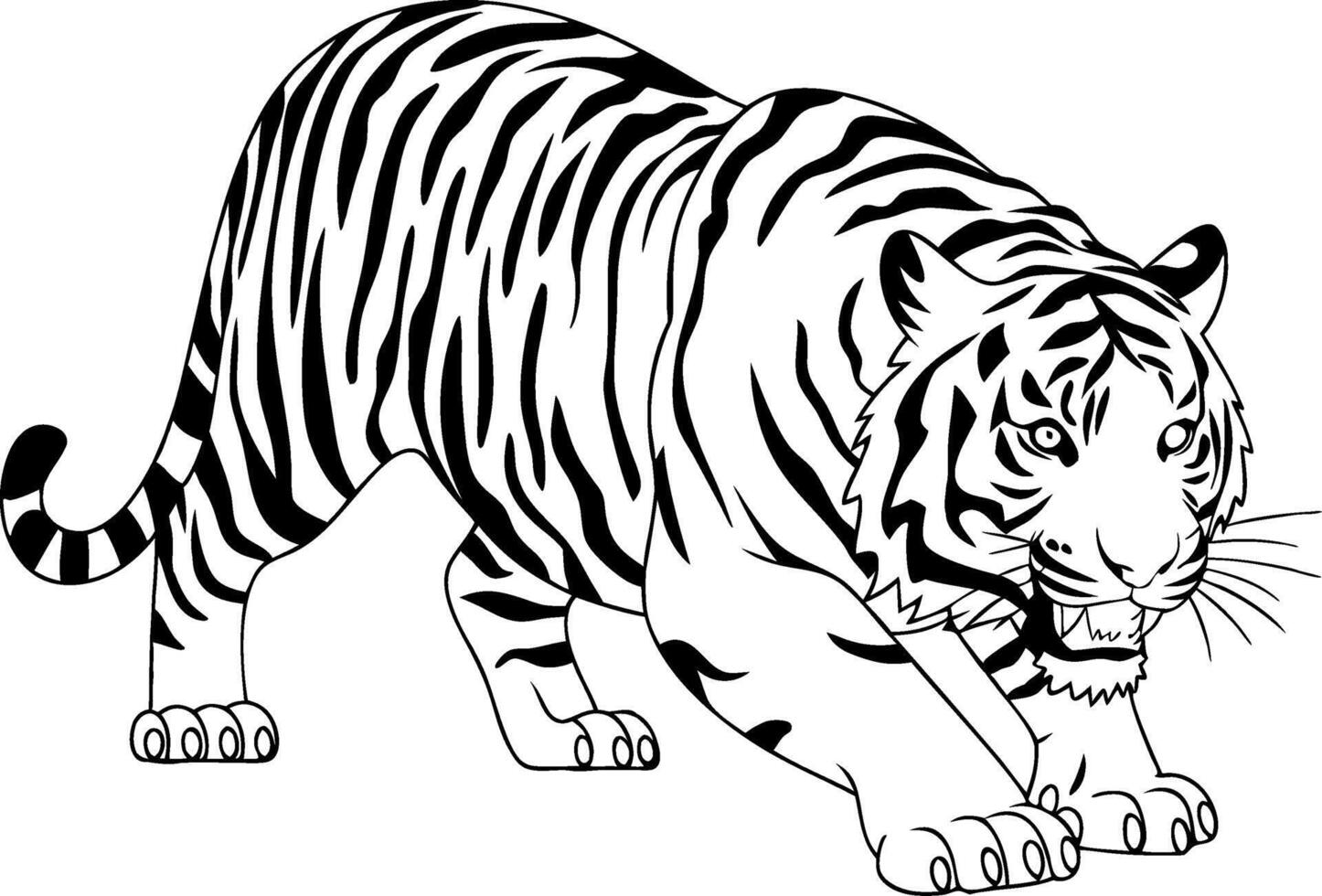 Majestic Tiger Illustration Powerful Wild Cat Art Design vector