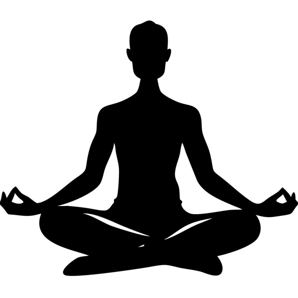 Meditation Silhouette Cross-Legged Pose Mindfulness Yoga Practice Art vector