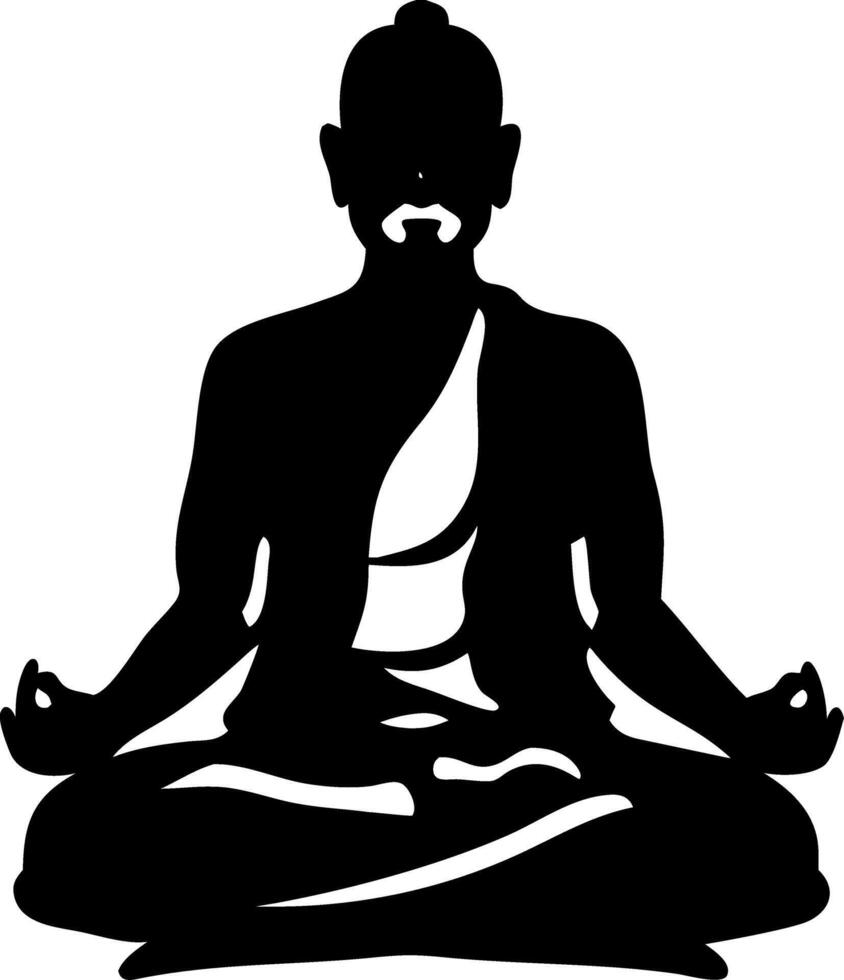 Meditative Yoga Pose Silhouette for Mindfulness and Relaxation Themes vector