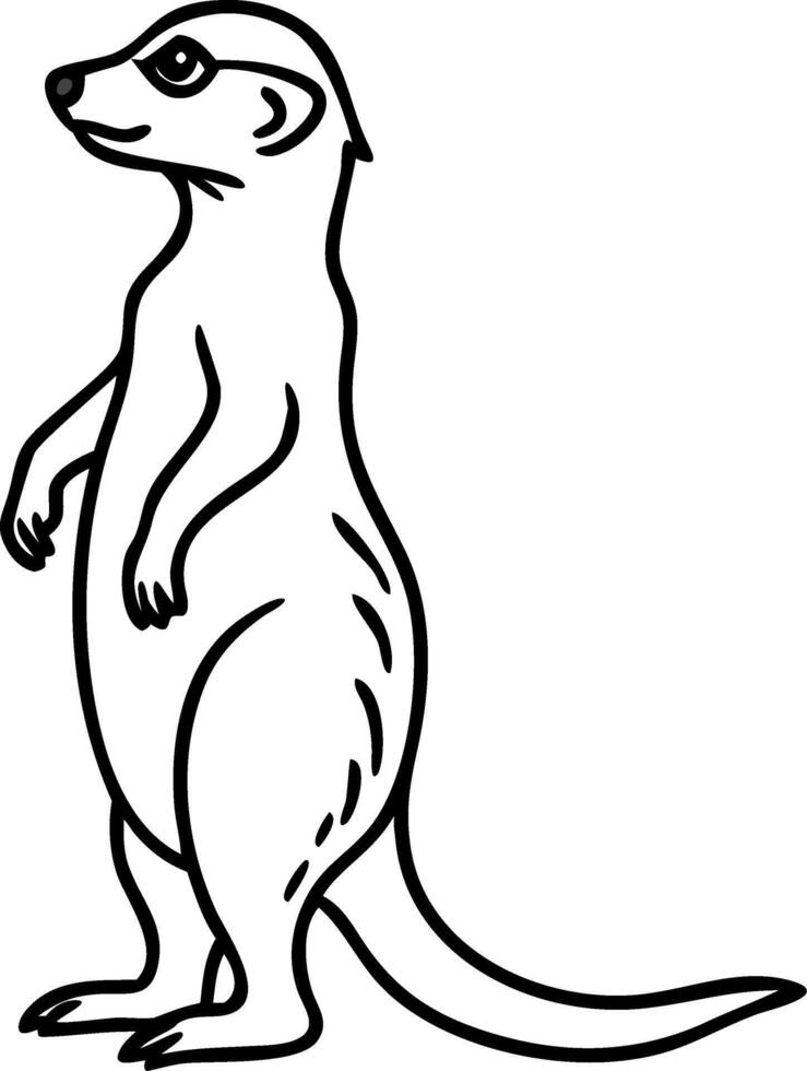 Meerkat Standing Outline Illustration for Wildlife Education and Design vector
