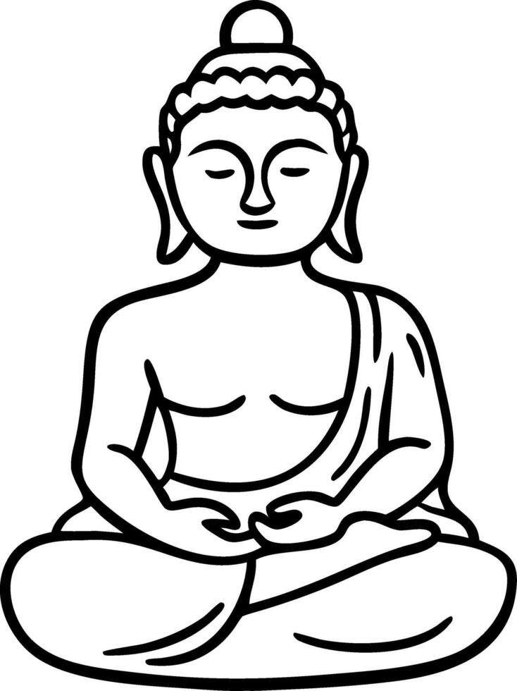 Meditative Buddha Outline in Lotus Position Minimalist Illustration vector