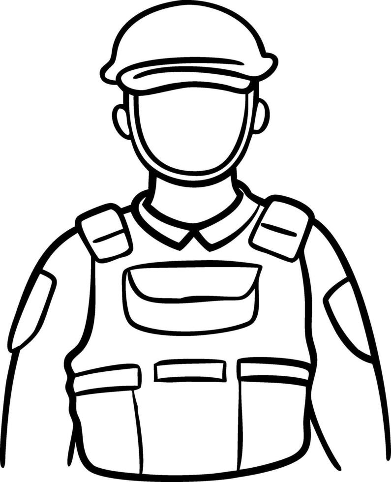 Military Soldier Wearing Helmet and Body Armor Illustration vector