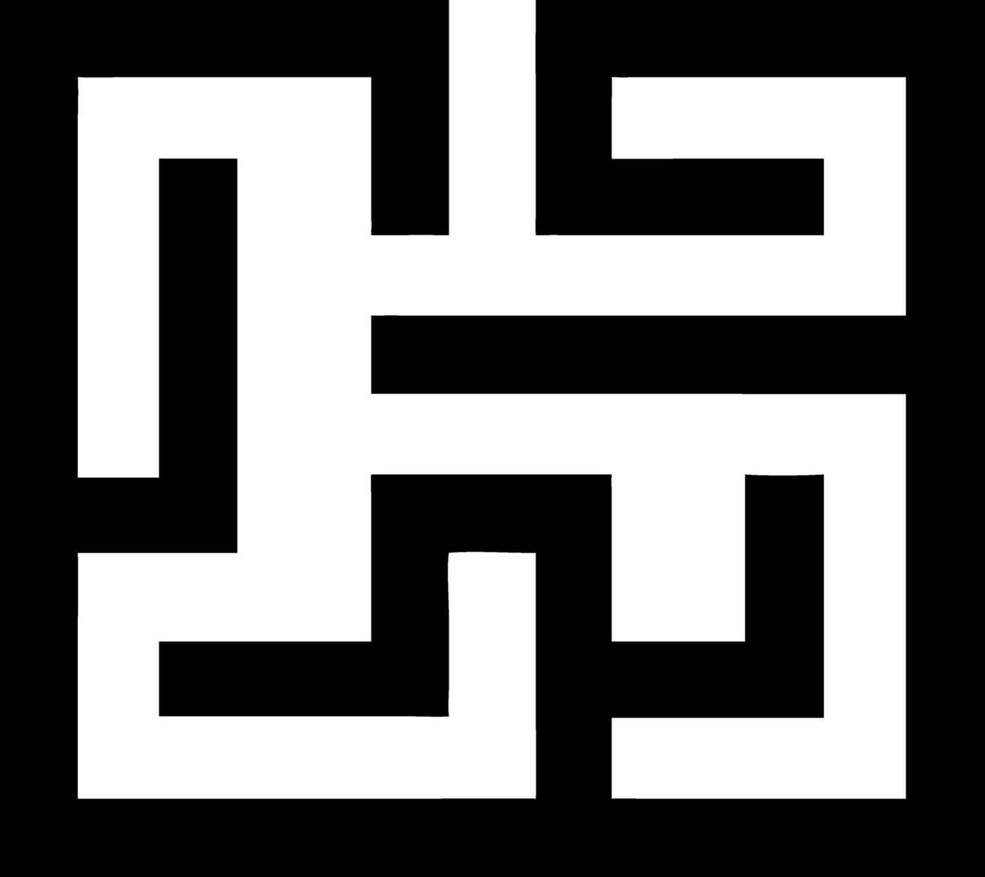 Minimalist Black Maze Design on Grey Background Illustration vector