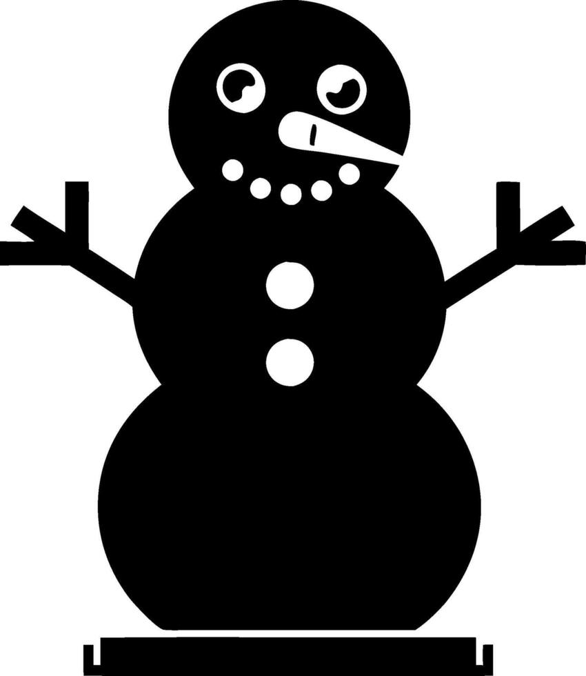 Minimalist Snowman Silhouette with Button Eyes and Stick Arms vector
