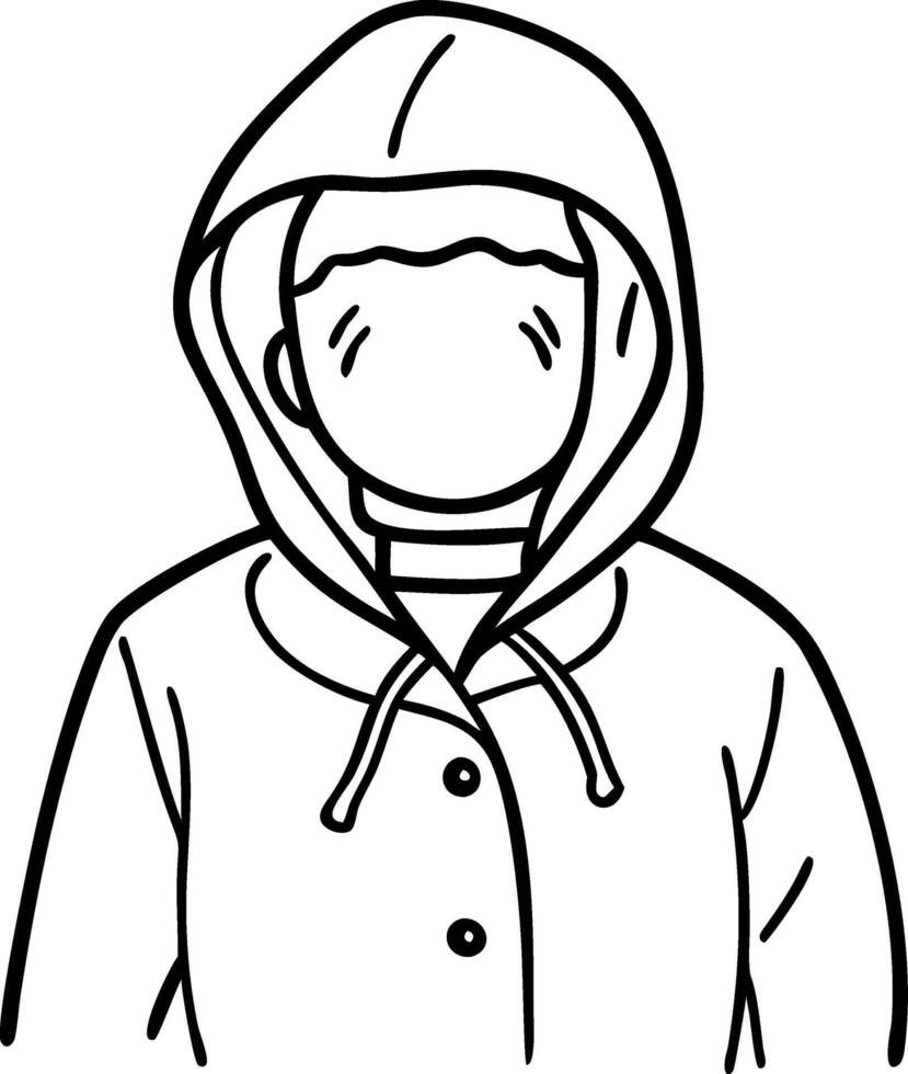 Minimalist Illustration of Faceless Person in Hooded Jacket vector