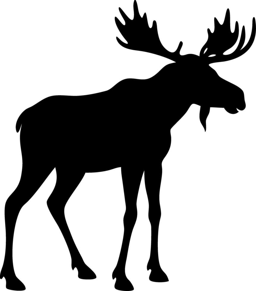 Moose Silhouette Illustration with Antlers Nature Wildlife Symbol vector