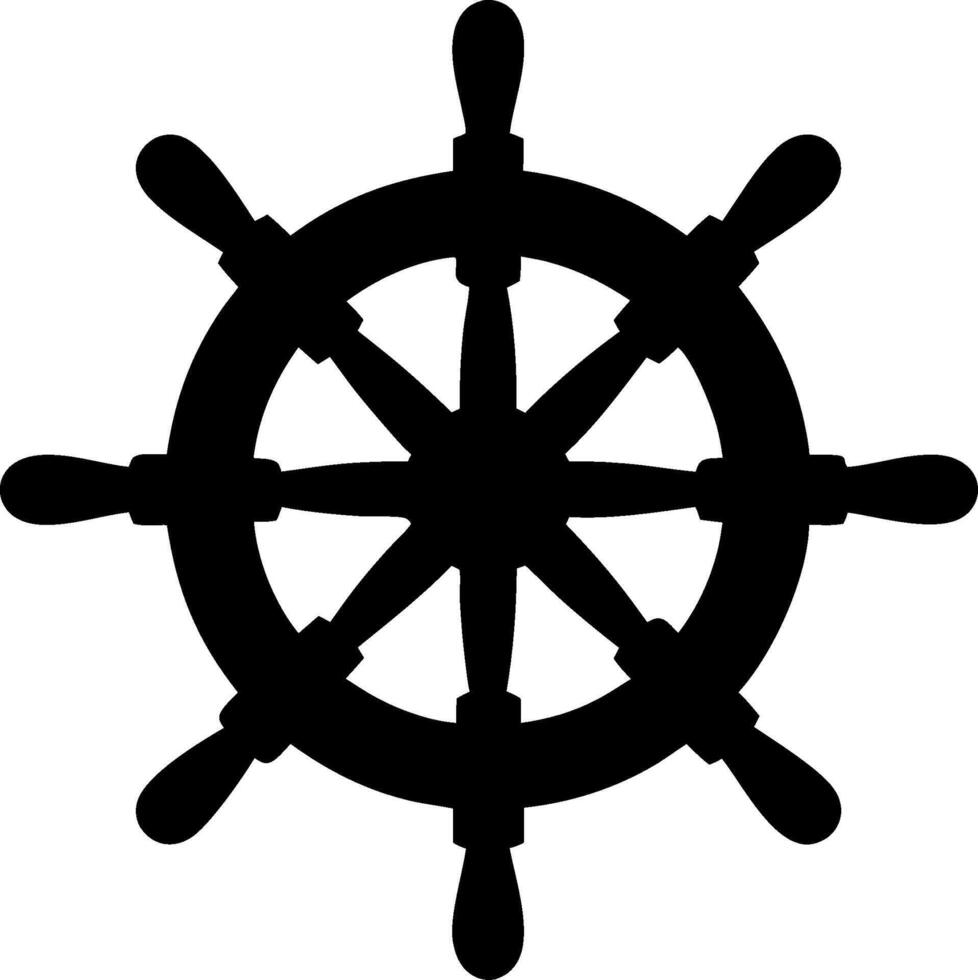 Nautical Ship Wheel Silhouette Design for Maritime Navigation Theme vector