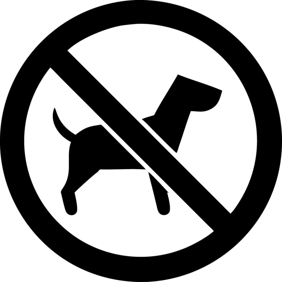 No Dogs Allowed Symbol with Diagonal Line Prohibition Illustration vector