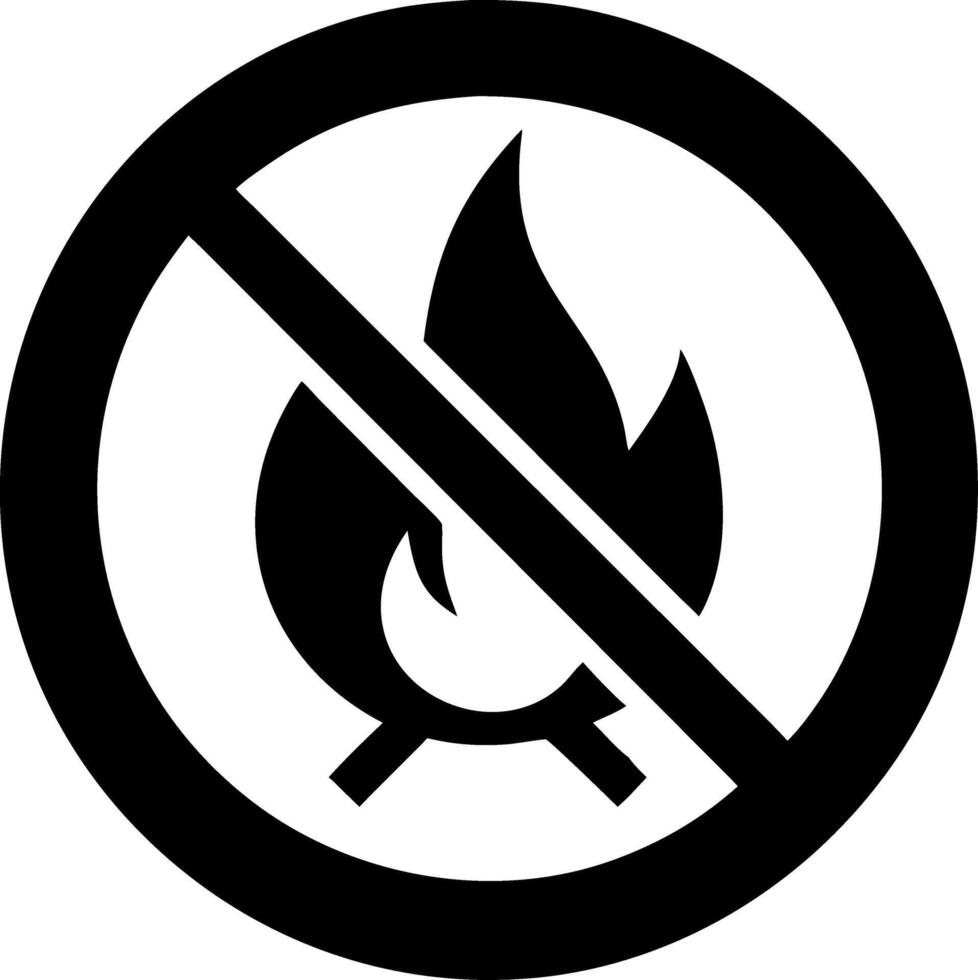 No Flames Fire Prohibition Symbol Safety Warning vector