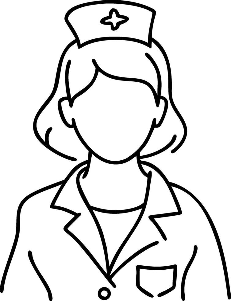 Nurse Line Art Illustration Healthcare Worker Design vector