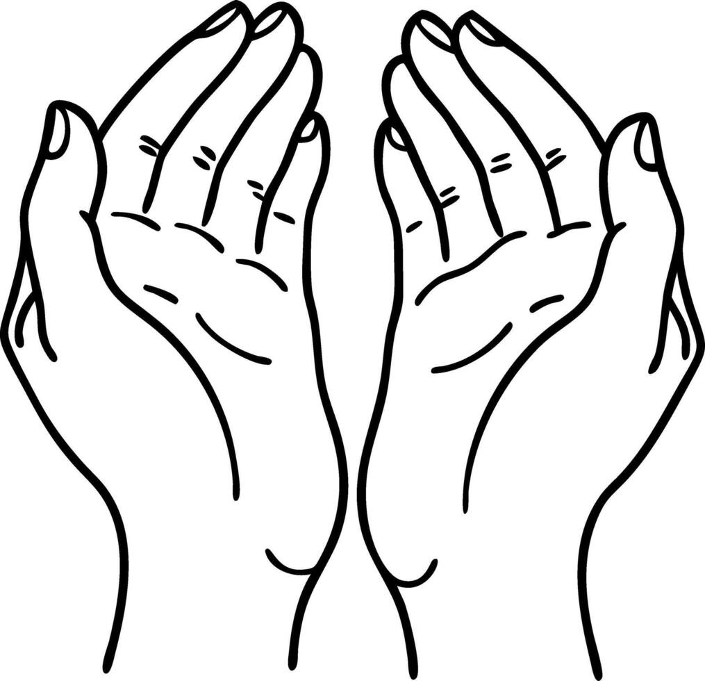 Open Hands Illustration Symbolizing Hope and Support in Format vector