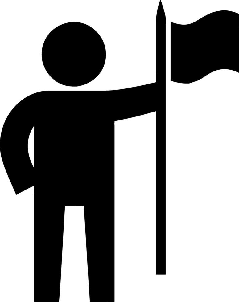 Person Holding Flag Symbol of Leadership Victory and Achievement vector