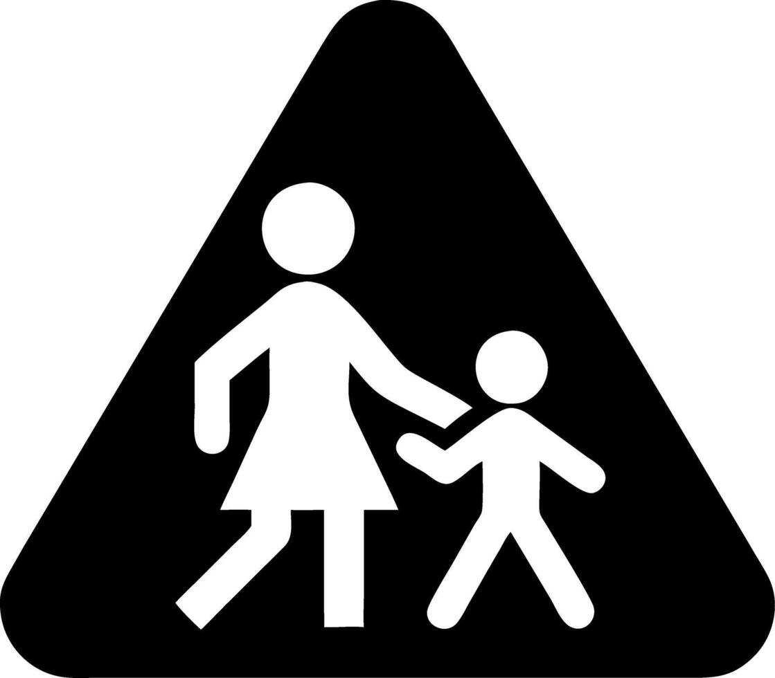 Pedestrian Crossing Sign with Adult and Child Illustration vector