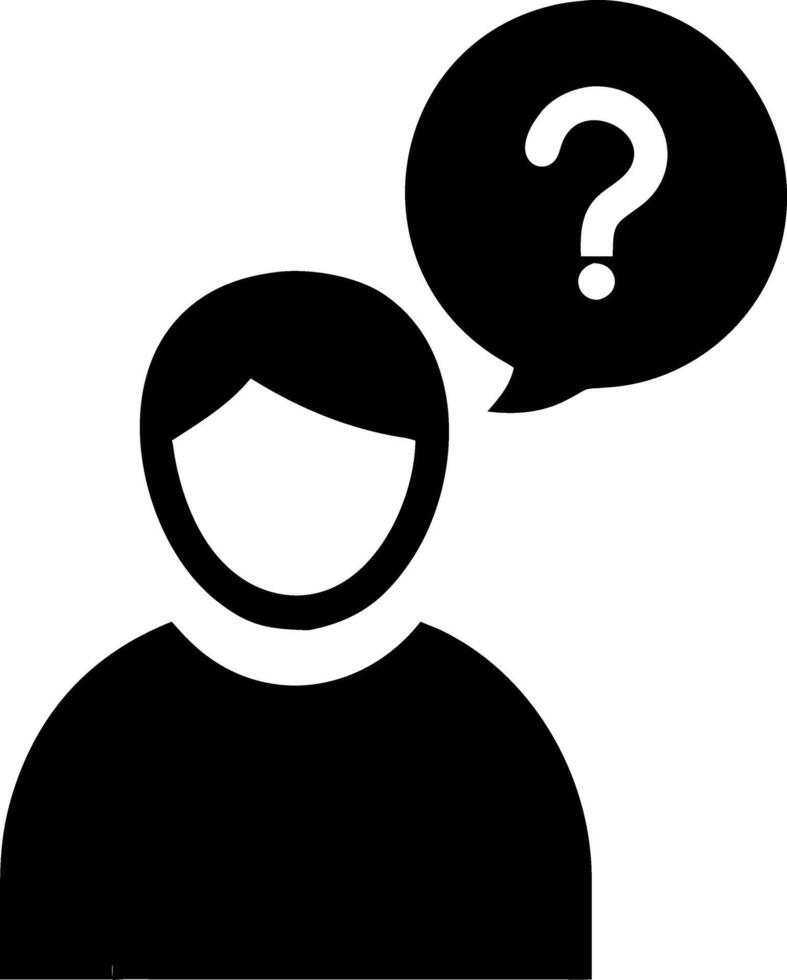 Question Mark Over Person Silhouette Represents Uncertainty and Inquiry vector