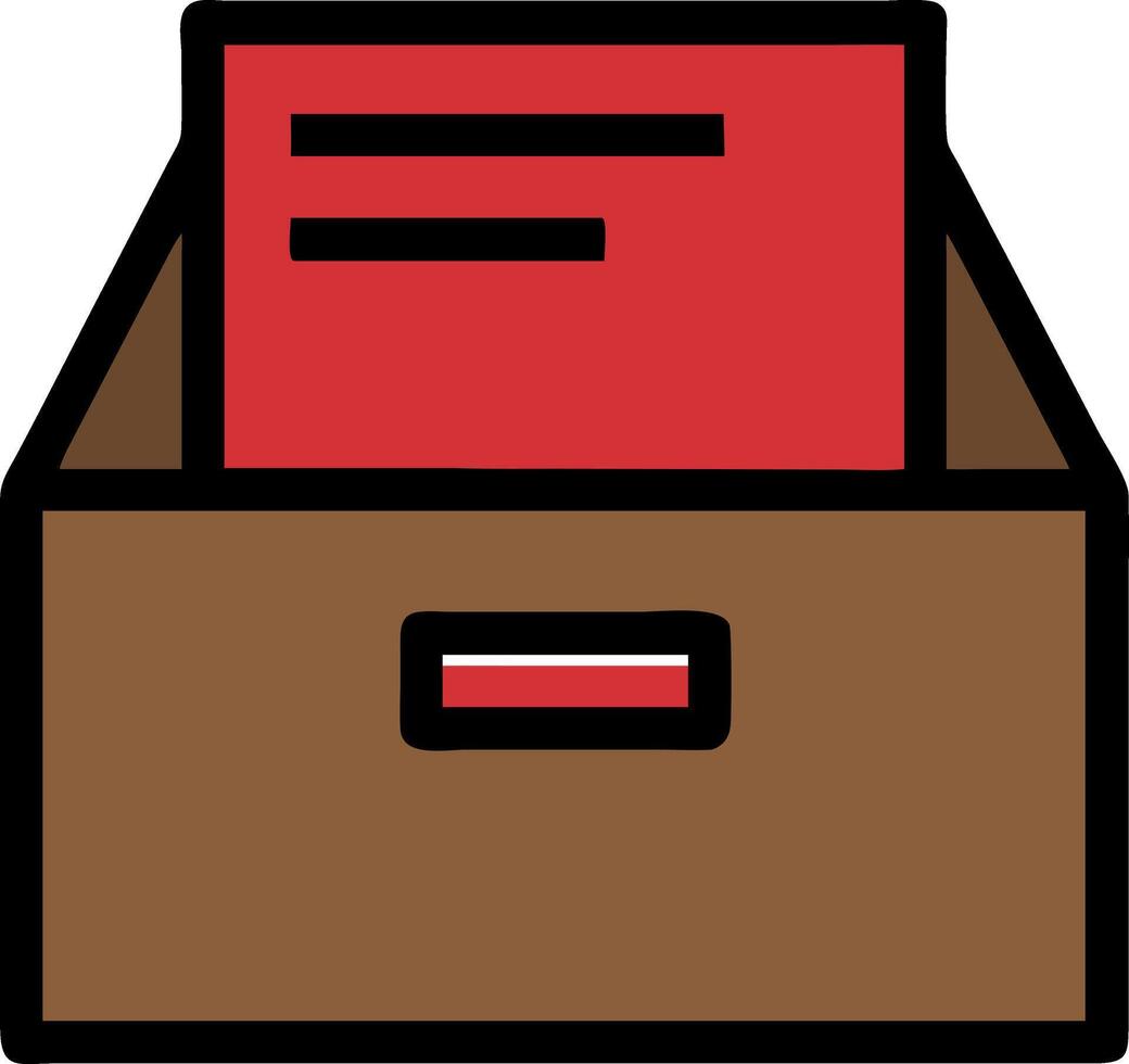 Red Document in Brown File Box Illustration for Office Organization vector
