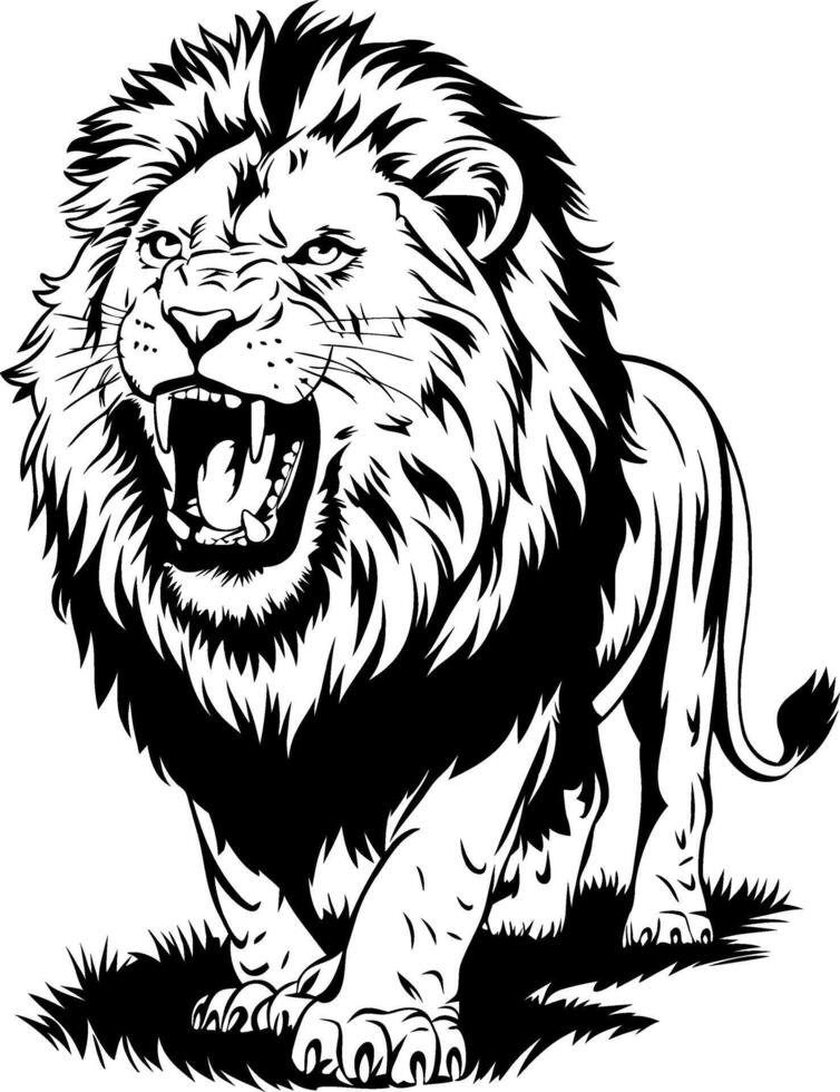 Roaring Lion Art Illustration Powerful Wild Animal Graphic Design vector