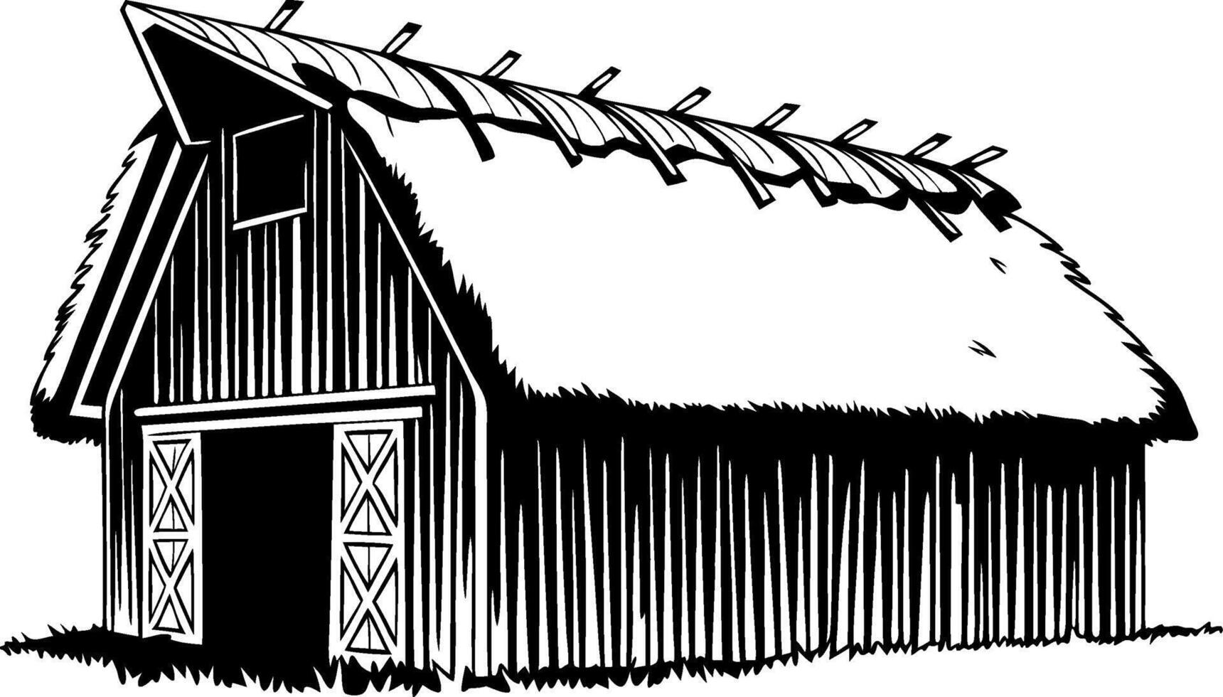 Rustic Barn with Thatched Roof Illustration for Rural and Farm Themes vector