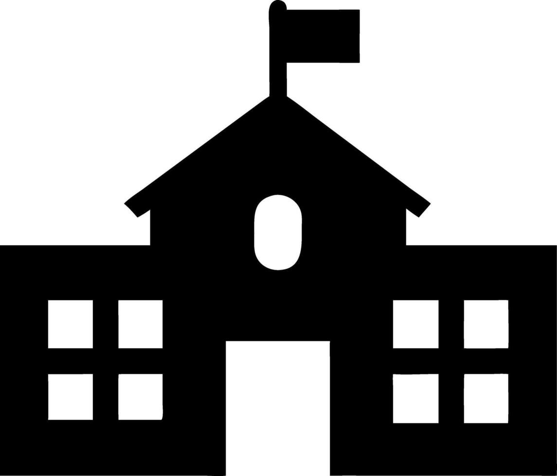 School Building Silhouette with Flag Educational Institution vector